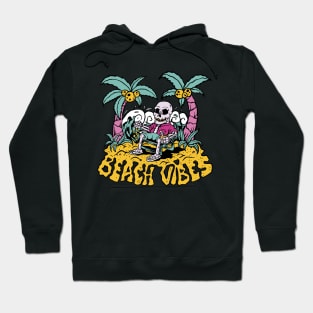 Beach Vibes Skeleton Palm Trees Hoodie